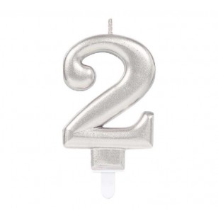 Silver Sparkles Number 2 Age Candle 